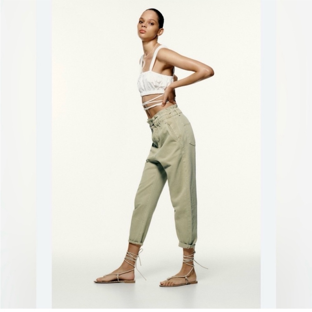 Zara High-Waisted Pantsun green sage - Picture 2 of 3